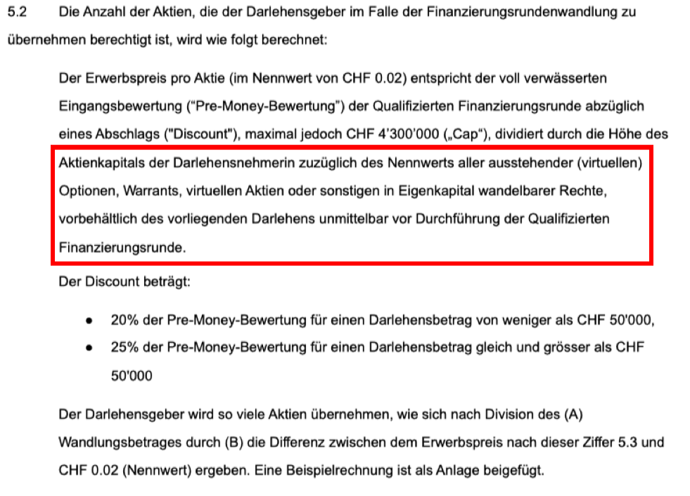 Swiss Example with Shares, Options and Pool